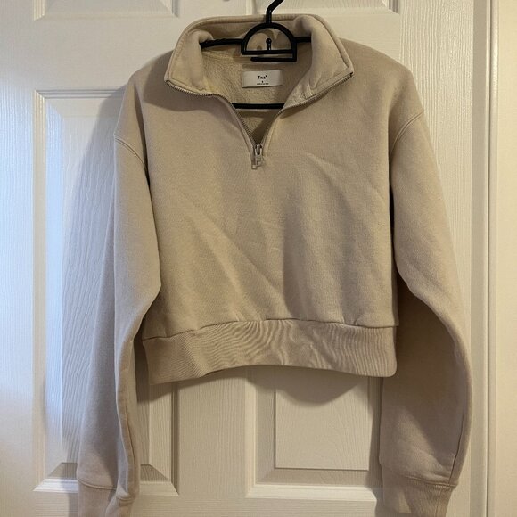 Aritzia Cozy Fleece Perfect 1/4 Zip Sweatshirt - Matte Pearl - Picture 1 of 2